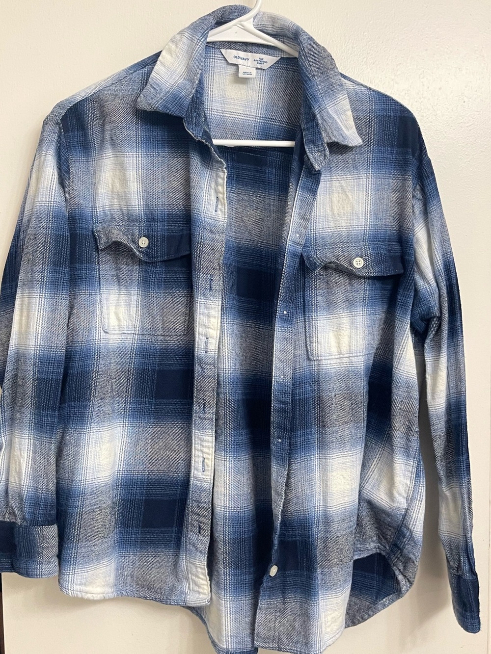 Old Navy Blue and White Plaid Shirt Jacket